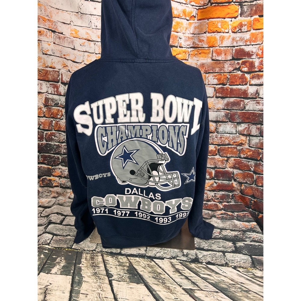 NFL Team Apparel Dallas Cowboys Super Bowl Champions Hoodie Navy Blue Mens M